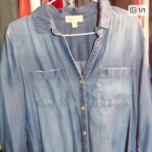 🍀Cloth & Stone collared button down shirt with front pockets